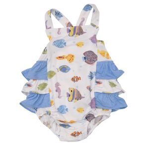 Angel Dear Baby Girls Tropical Reef Fish Sunsuit Size 6-12 Months NWT